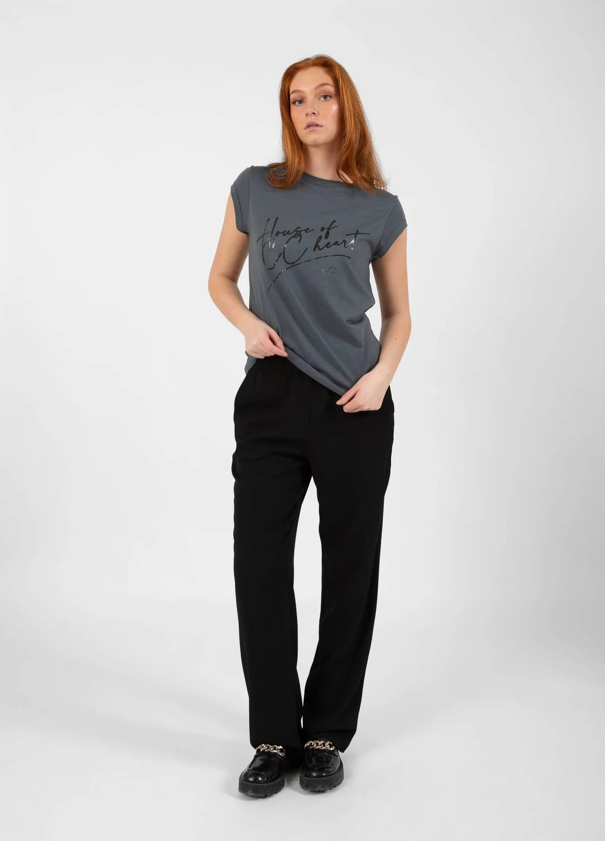 Coster Copenhagen Heart Basic V-neck T-Shirt - Stone Grey