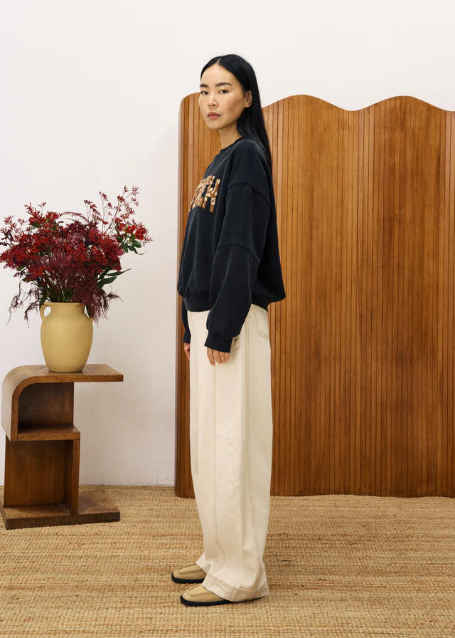 FRNCH Anthracite Lime Tree Sweater