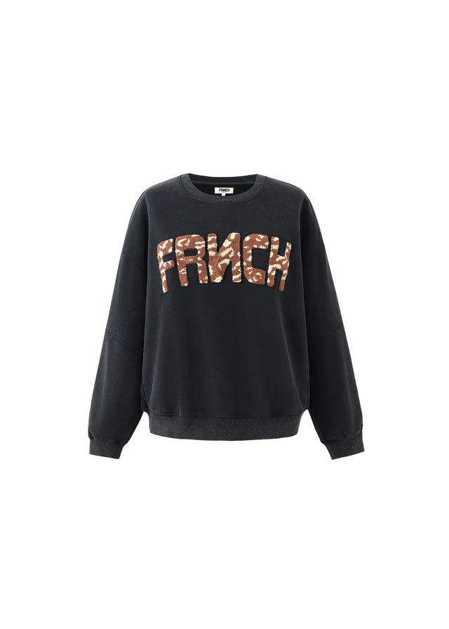 FRNCH Anthracite Lime Tree Sweater