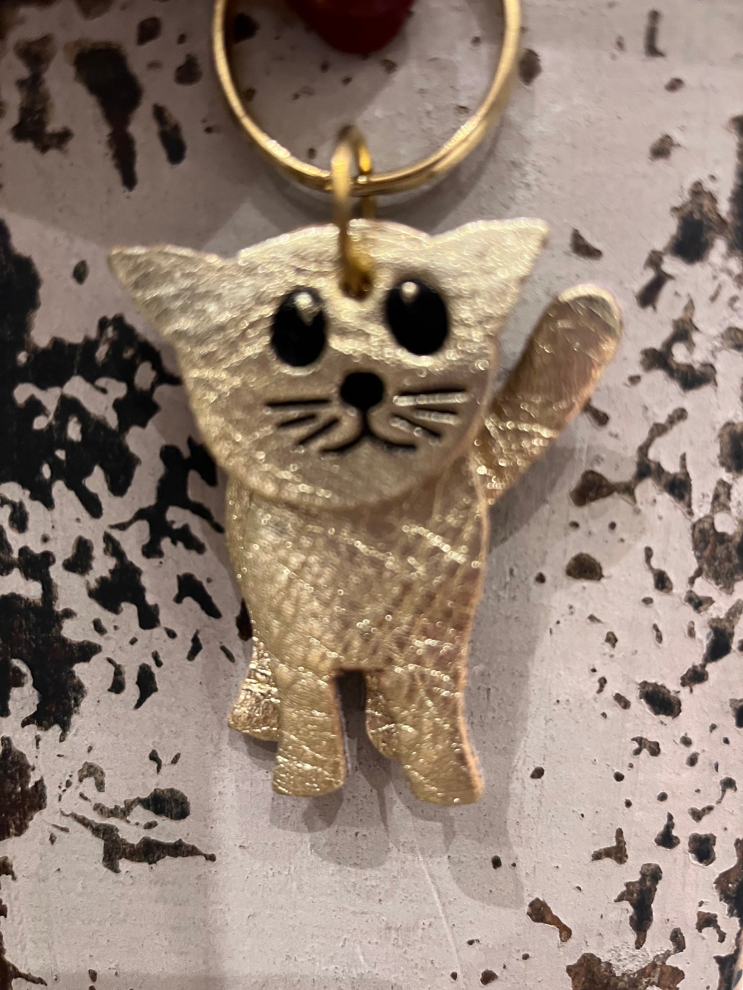 Leather cat keyring