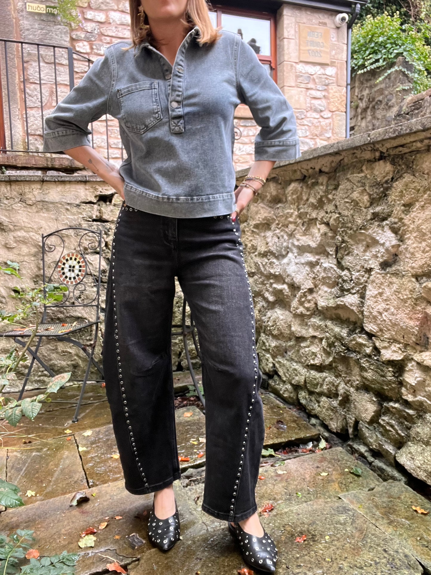 Barrel denim - washed black