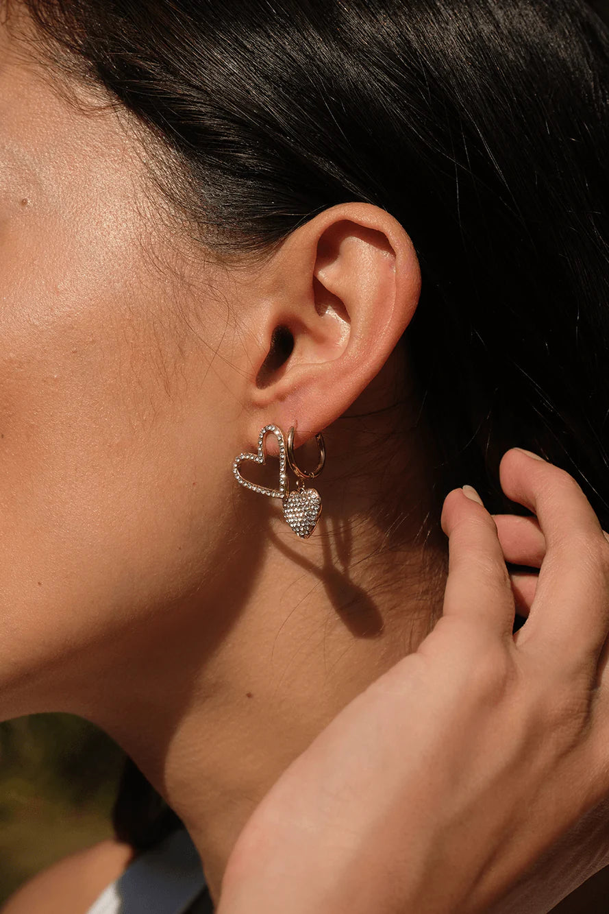Love Lines Heart Post Earrings - Gold