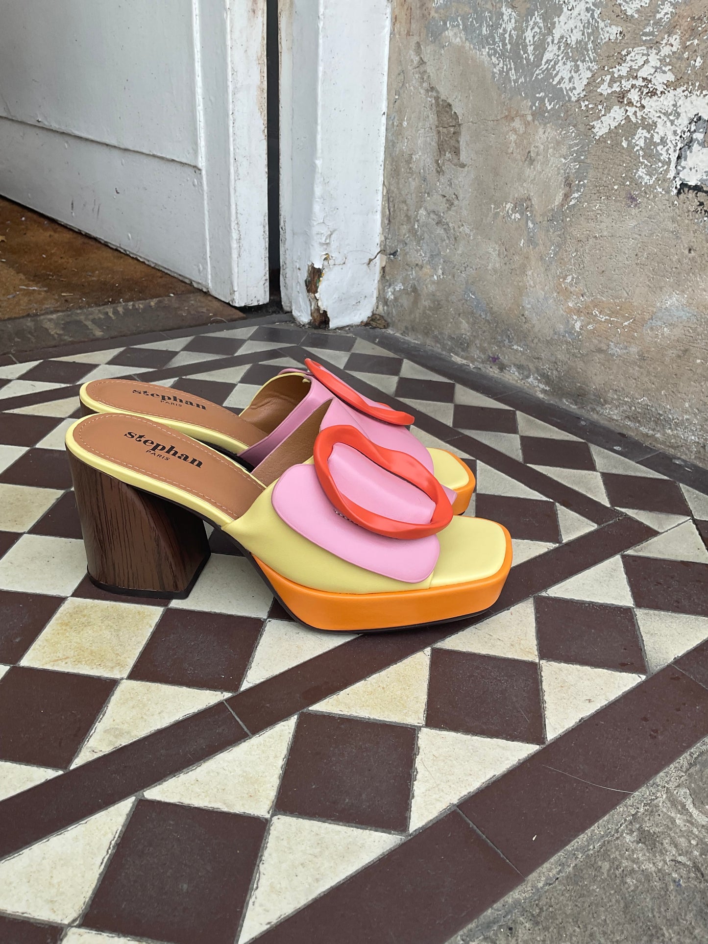 Block Heel Mules - candy