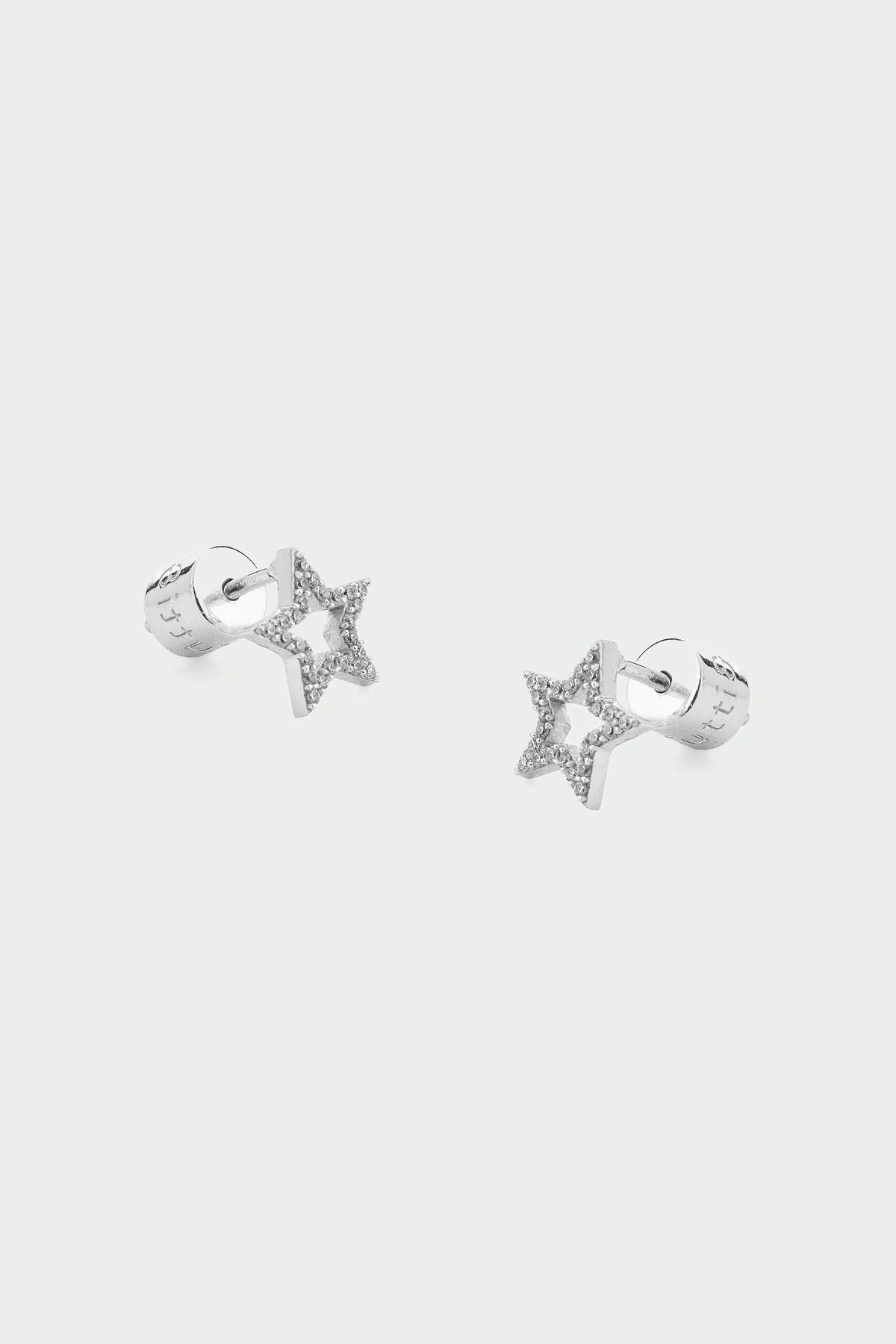 Tutti & Co Pave Star Earrings - Silver