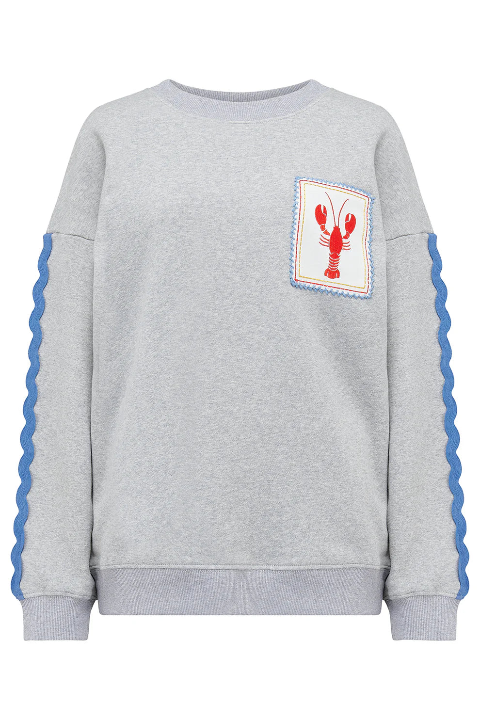 Sugarhill Brighton Eadie Relaxed Sweatshirt - Grey Marl Lobster
