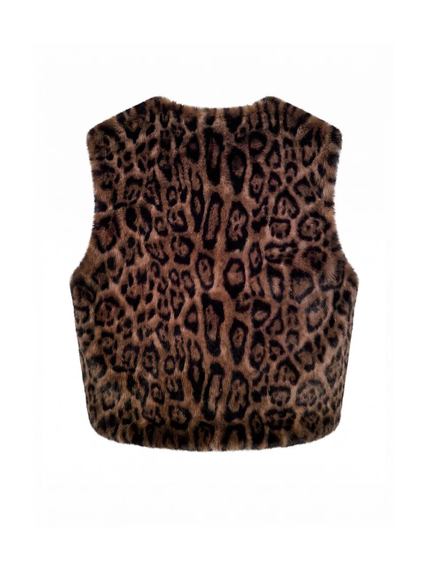 Nooki Edelweiss Faux Fur Gilet - Chocolate Leopard