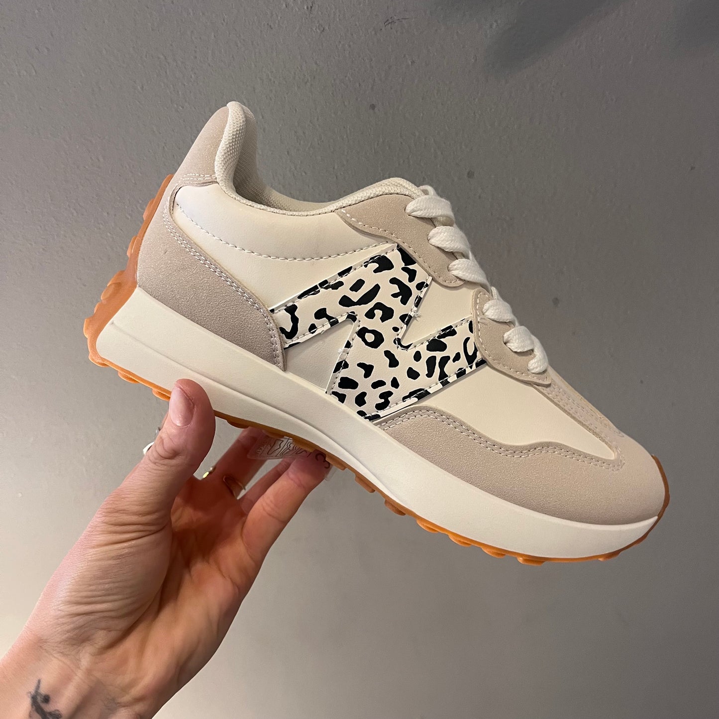 Animal print sneaker - cream mix
