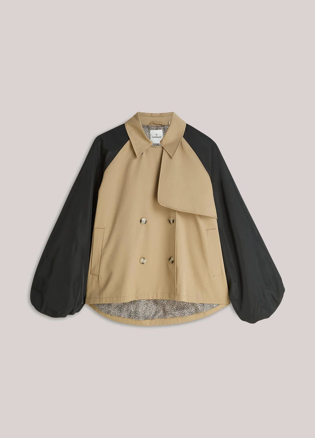 Summum Oversized Trench Jacket - camel/black