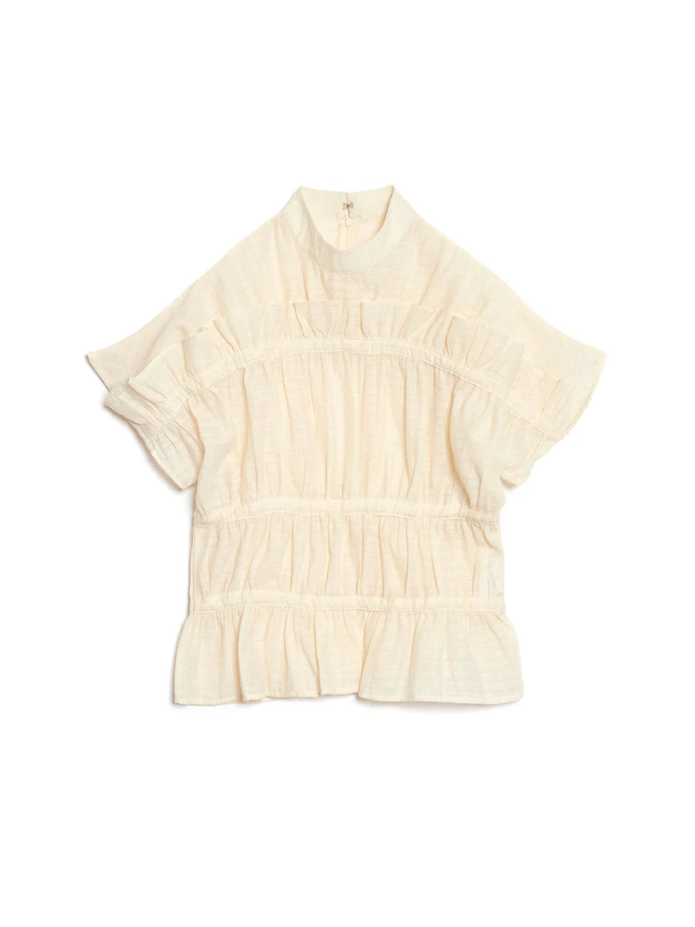 Ghospell Yasmin Ruched Top - Ivory Cream