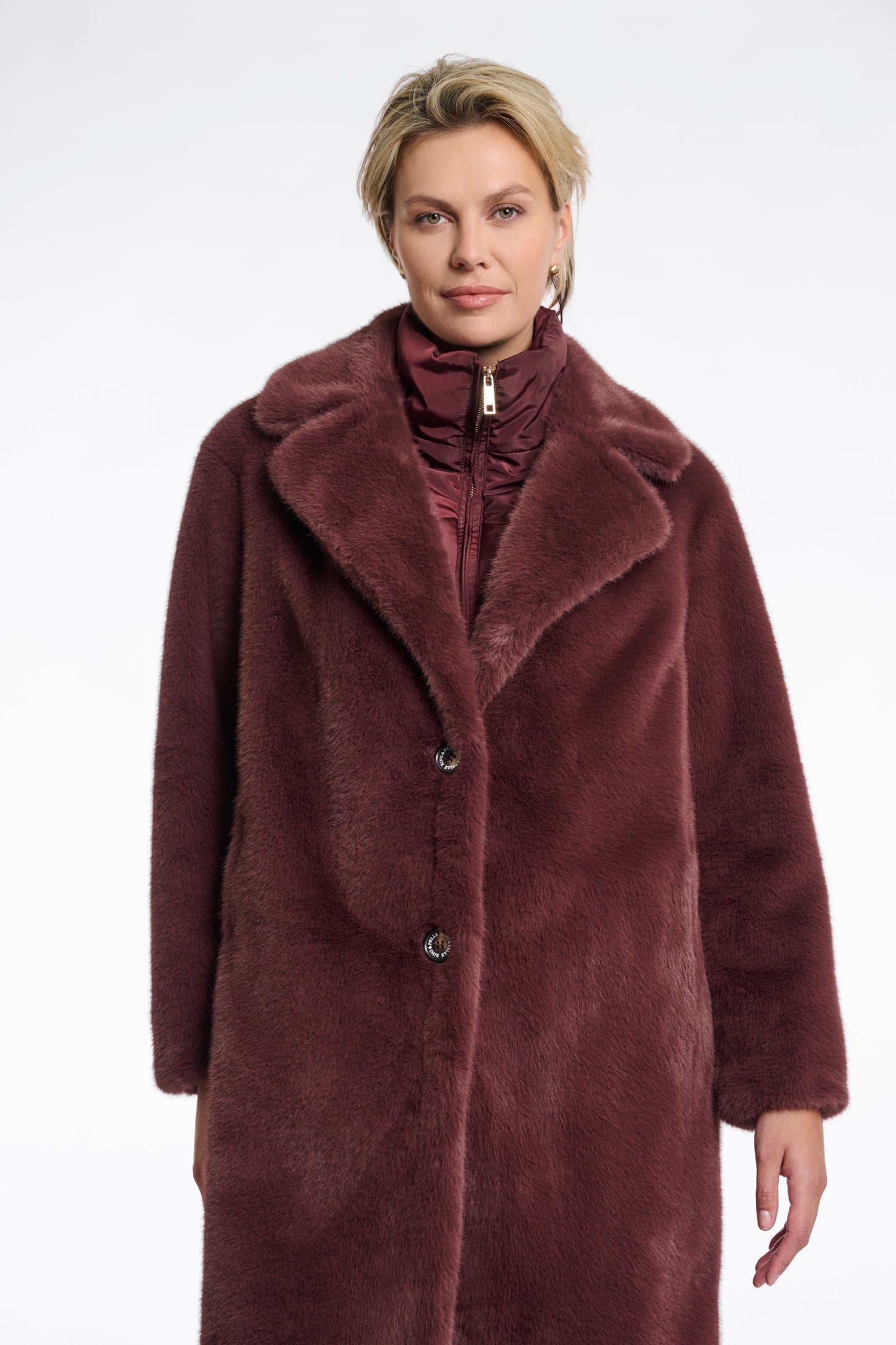 R&P Geesje Faux Fur Coat - Chocolate Bean