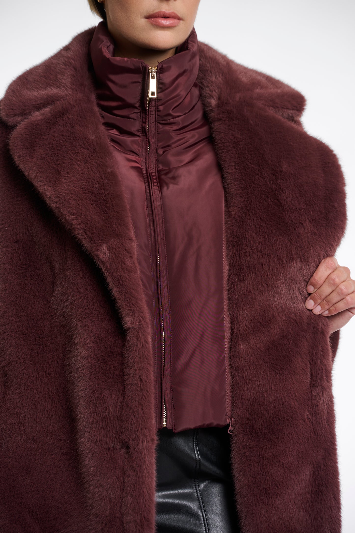 R&P Geesje Faux Fur Coat - Chocolate Bean