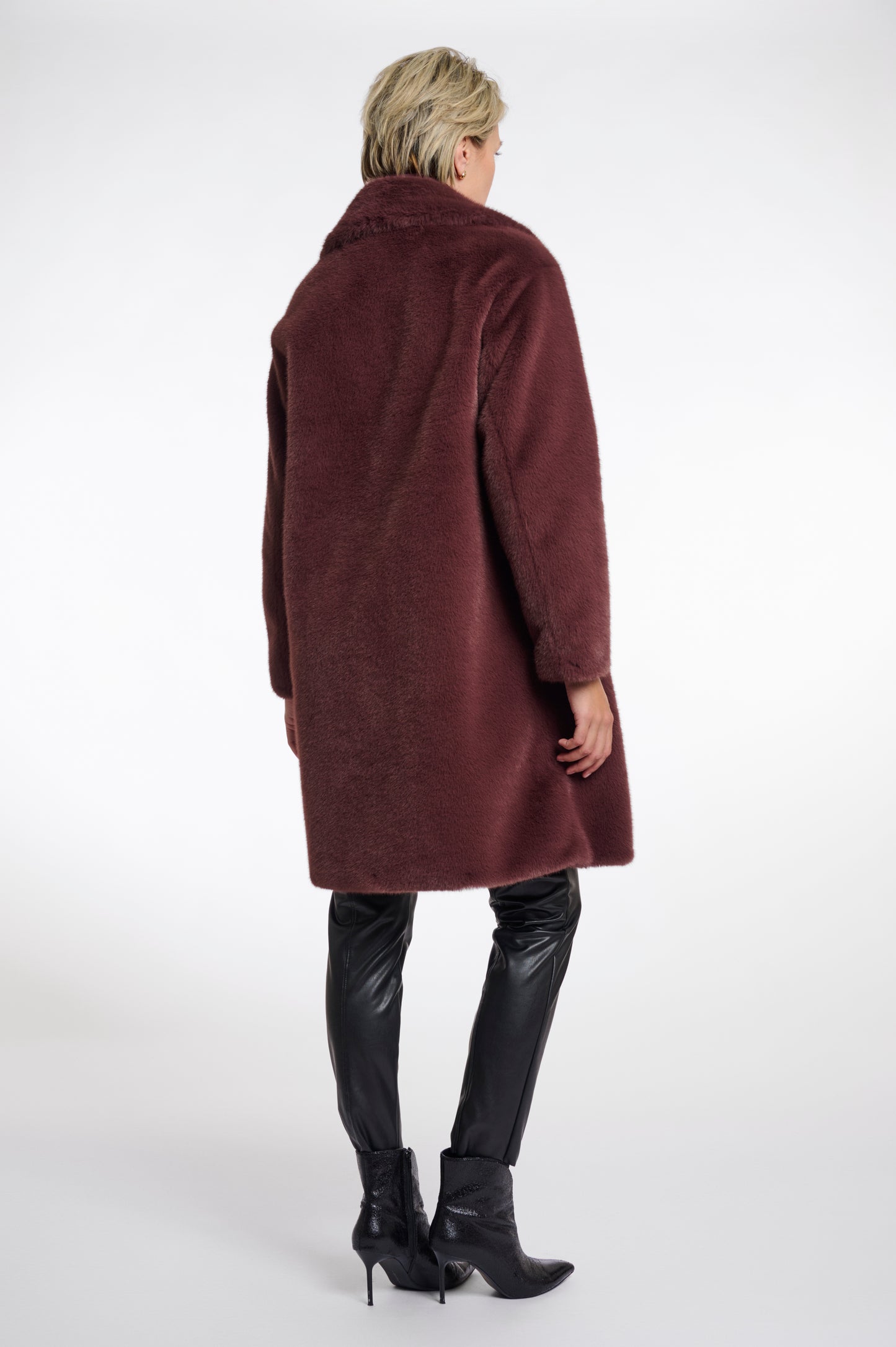 R&P Geesje Faux Fur Coat - Chocolate Bean