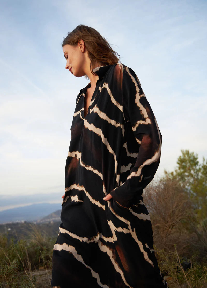 coster copenhagen shirt dress LONG SHIRT DRESS W. CHAIN PRINT