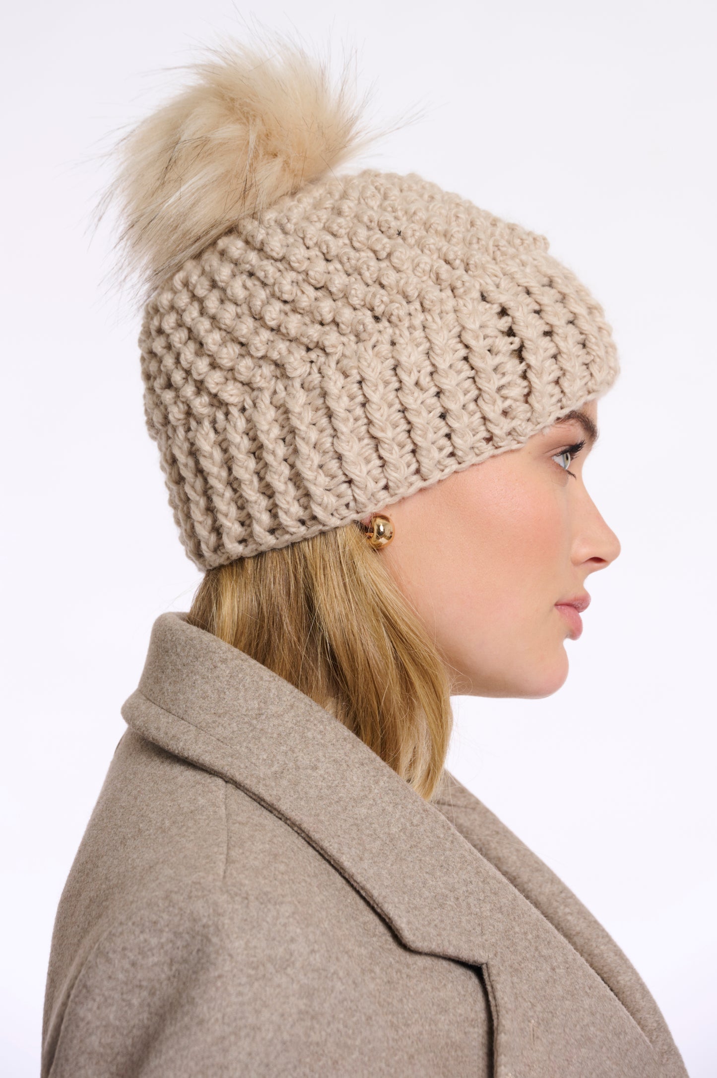 R&P Faux Fur Detachable Pompon - Birch