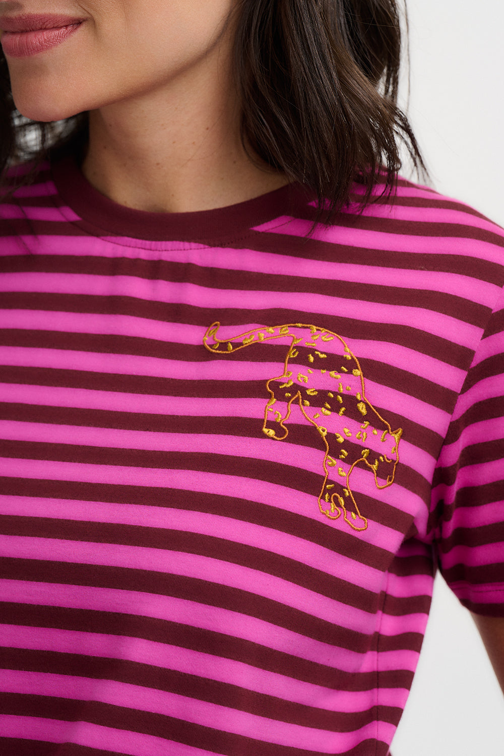 Maggie T-shirt - magenta stripes