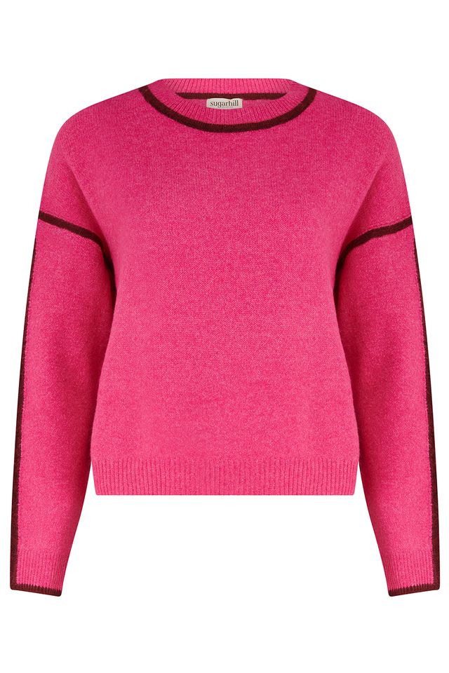 Rozalia Jumper - Hot Pink Burgundy Trim