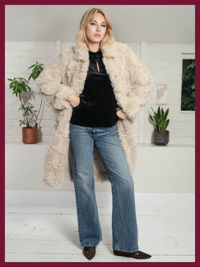 Nooki Rowena Shaggy Jacket - Cream