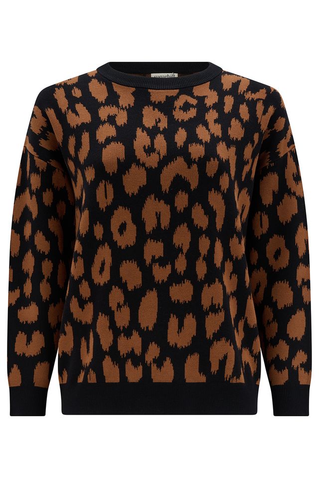 Myla Jumper - Black Brown Leopard