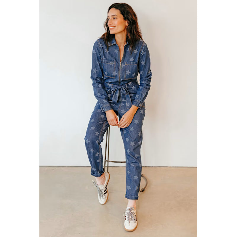 Anwen Jumpsuit - Mid Blue Star Denim