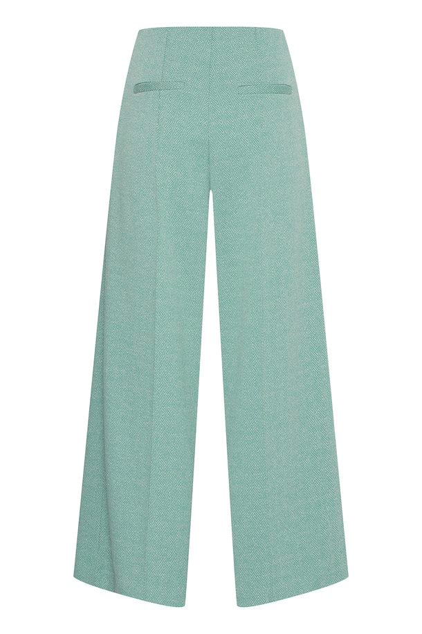 ICHI Kate Jacquard Trousers - Beryl Green/Almond Herringbone