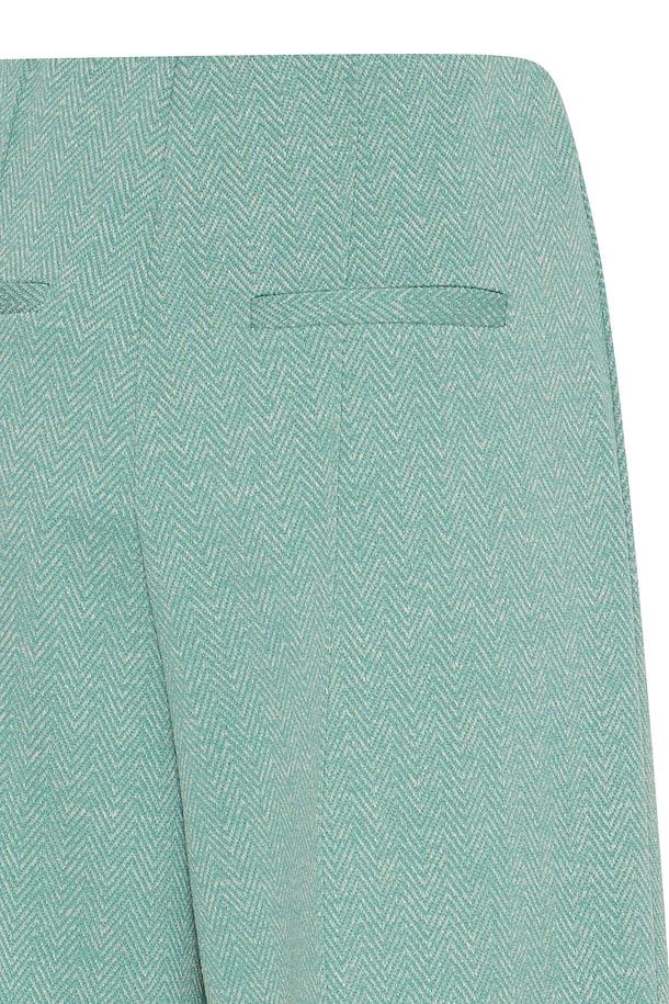ICHI Kate Jacquard Trousers - Beryl Green/Almond Herringbone