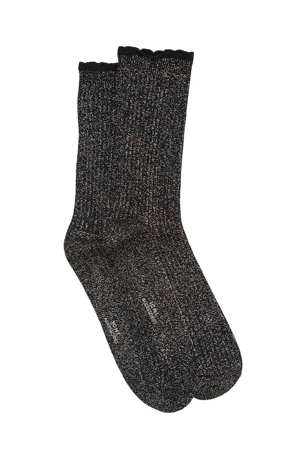 ICHI Saffi Socks - Black with Silver
