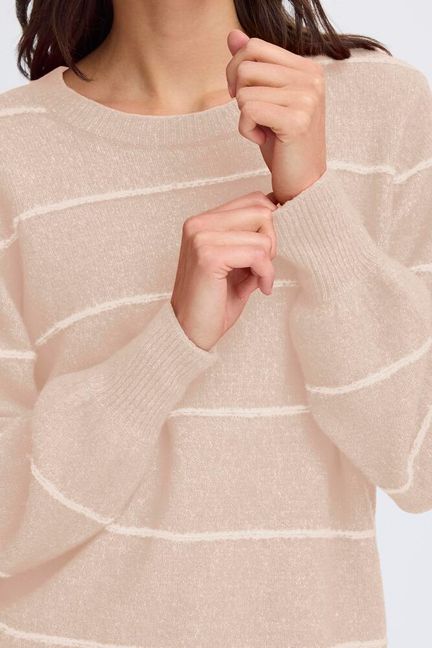 Fransa Kendra Long Sleeve Pullover - Feather Grey Mix