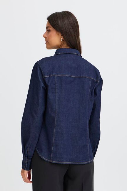 Fransa Chicago Denim Shirt - Raw Blue