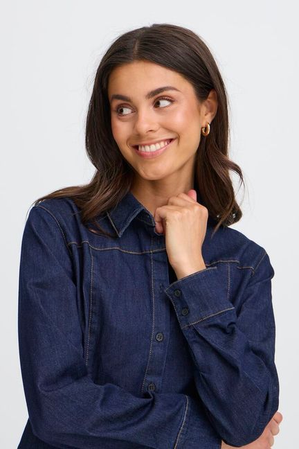 Fransa Chicago Denim Shirt - Raw Blue