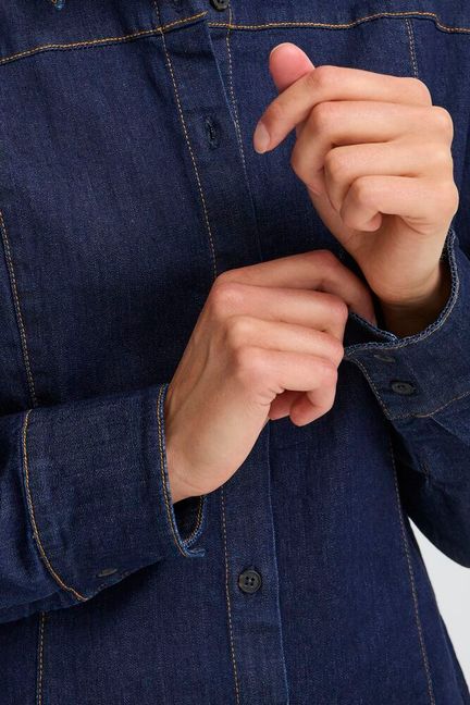 Fransa Chicago Denim Shirt - Raw Blue
