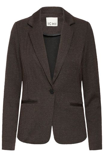 ICHI Kate Jacquard Blazer - Black / Brown Herringbone