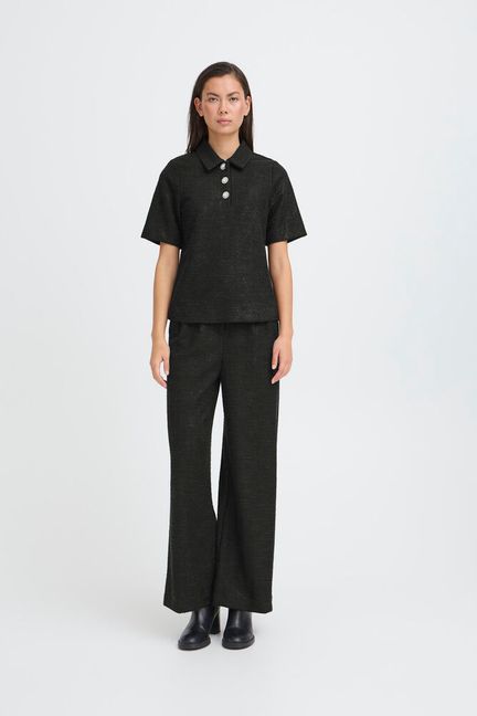 ICHI Kate Gleam Top - Black