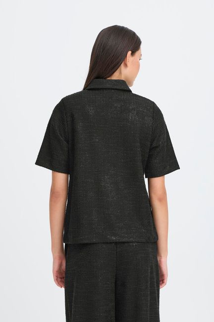 ICHI Kate Gleam Top - Black