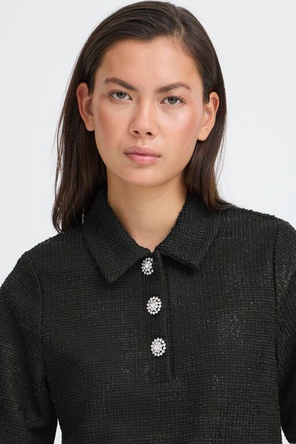 ICHI Kate Gleam Top - Black