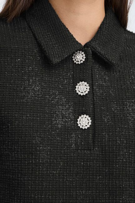 ICHI Kate Gleam Top - Black