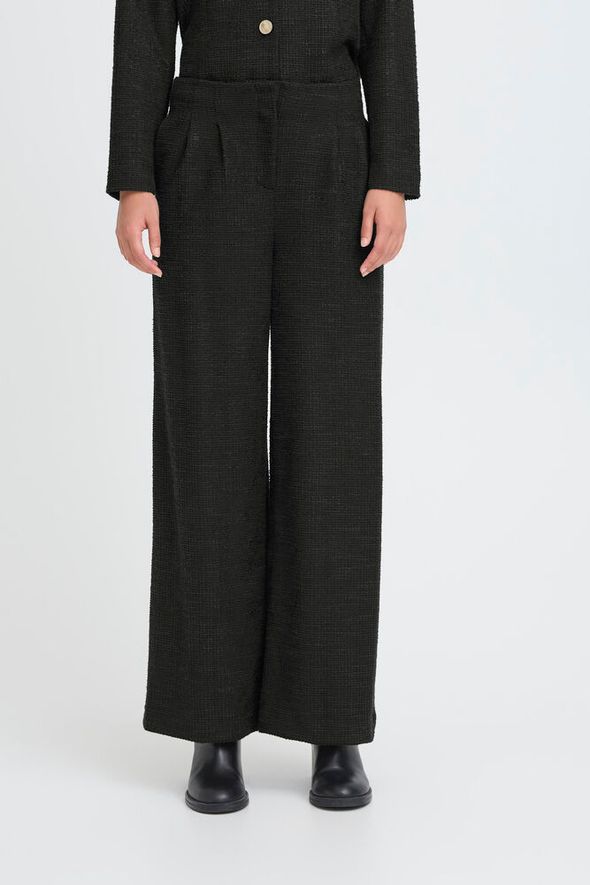 ICHI Kate Gleam Wide Leg Pants - Black