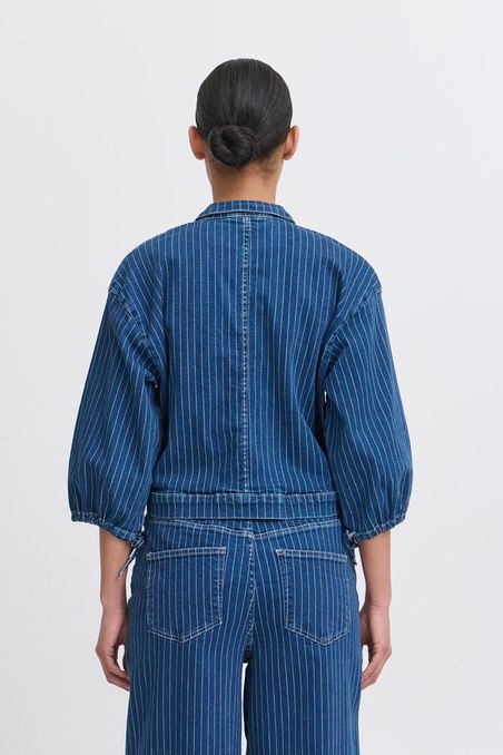 ICHI Cilk Jacket - Blue Stripe