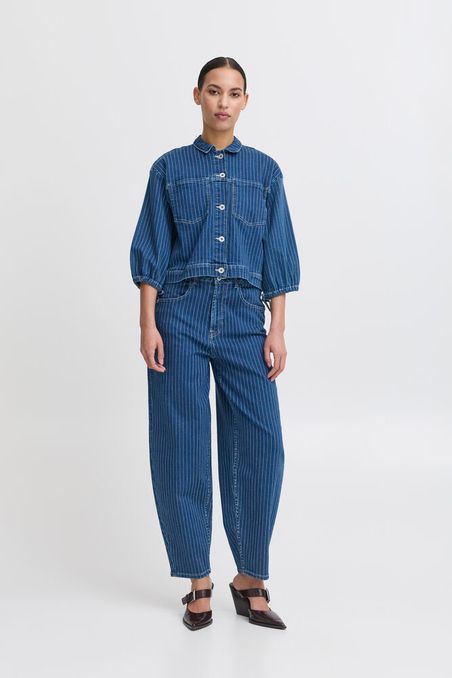 ICHI Cilk Jacket - Blue Stripe