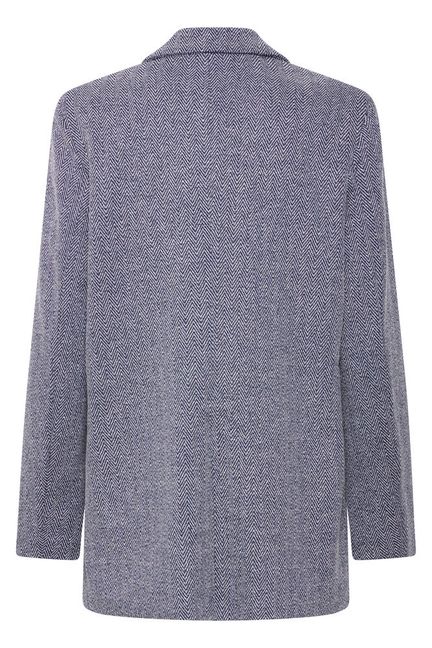 ICHI Kate Jacquard Oversized Blazer - Patriot Blue Herringbone