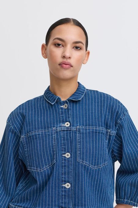 ICHI Cilk Jacket - Blue Stripe