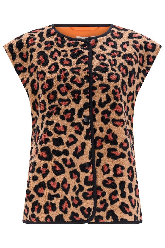 Sophie Fleece Gilet - Brown Leopard