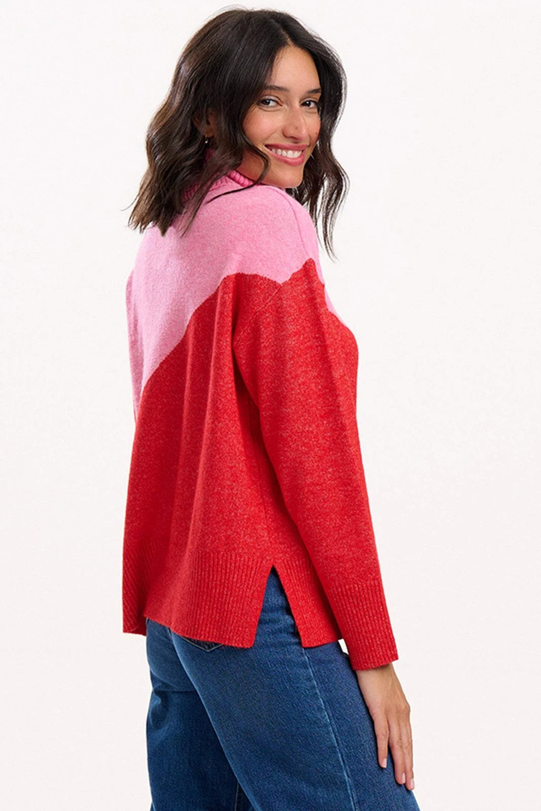 Winona Roll Neck Jumper - Pink/Red