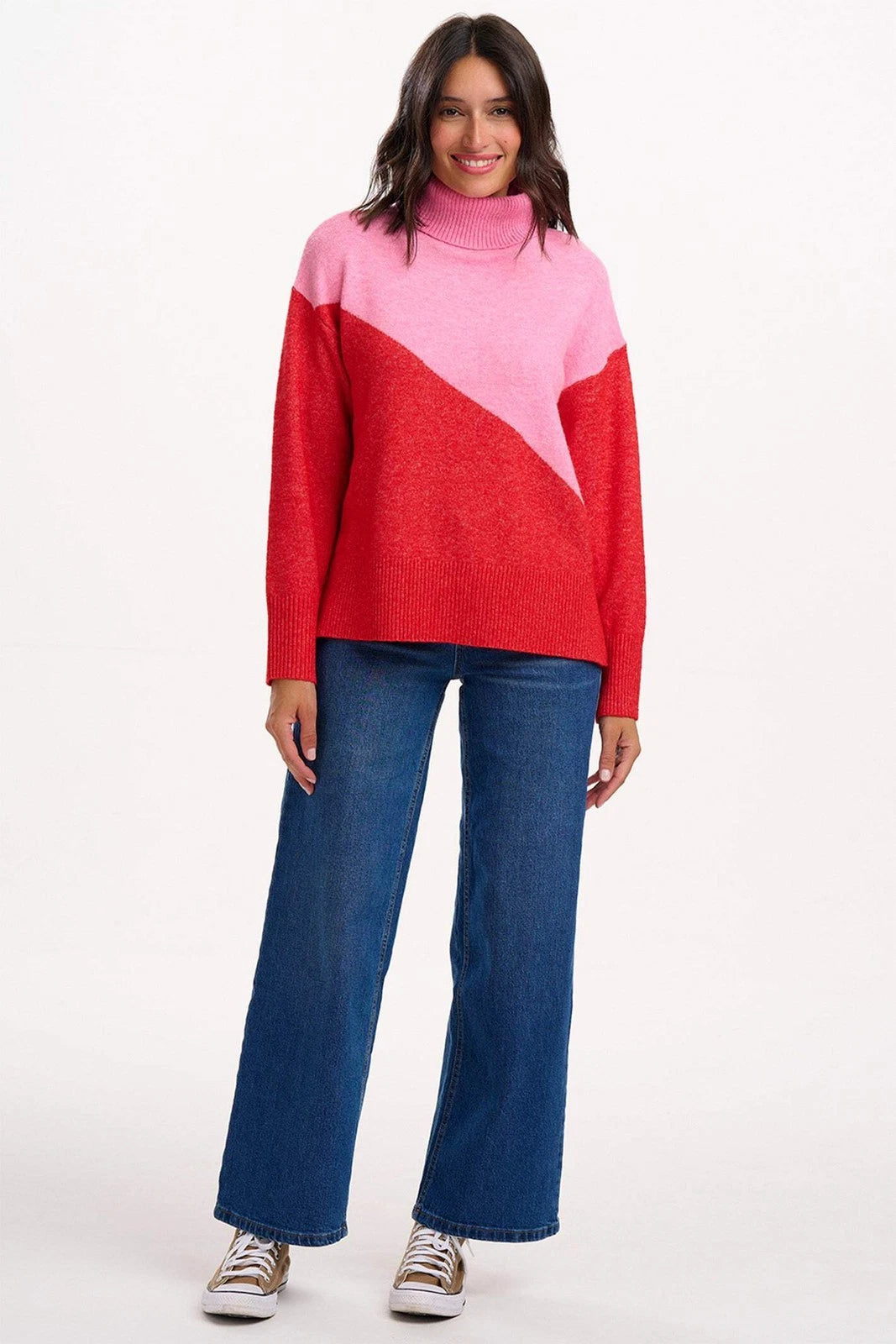 Winona Roll Neck Jumper - Pink/Red