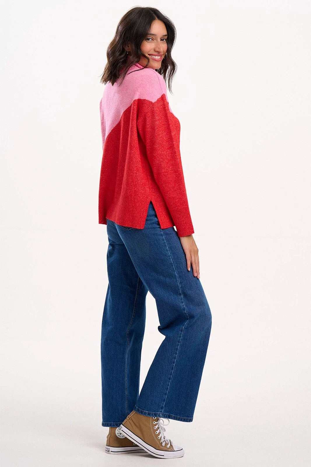 Winona Roll Neck Jumper - Pink/Red