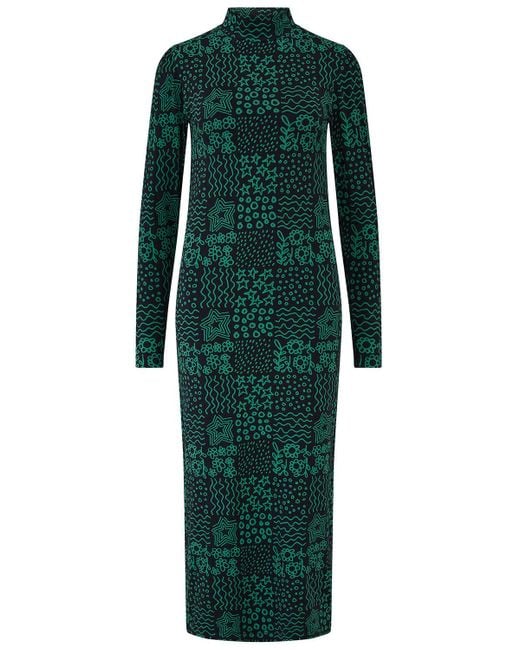 Taliah Jersey Midi Dress - Black/Green