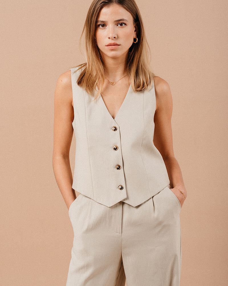 Grace & Mila Mathieu Waistcoat - Beige