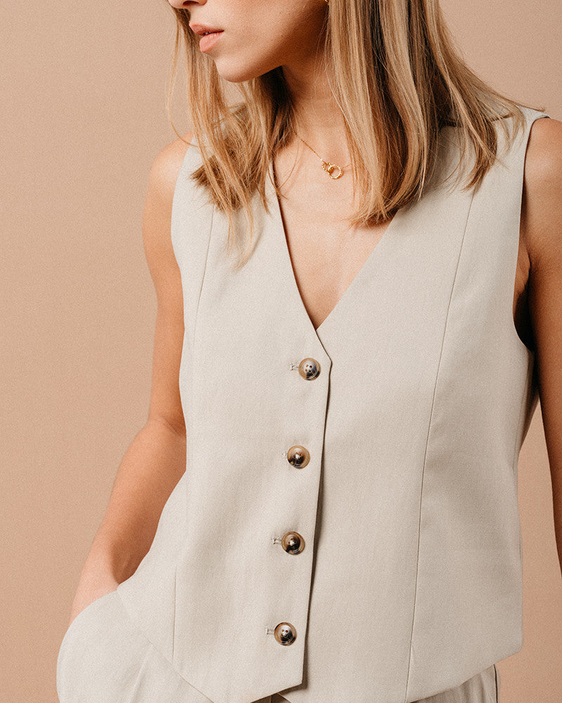 Grace & Mila Mathieu Waistcoat - Beige