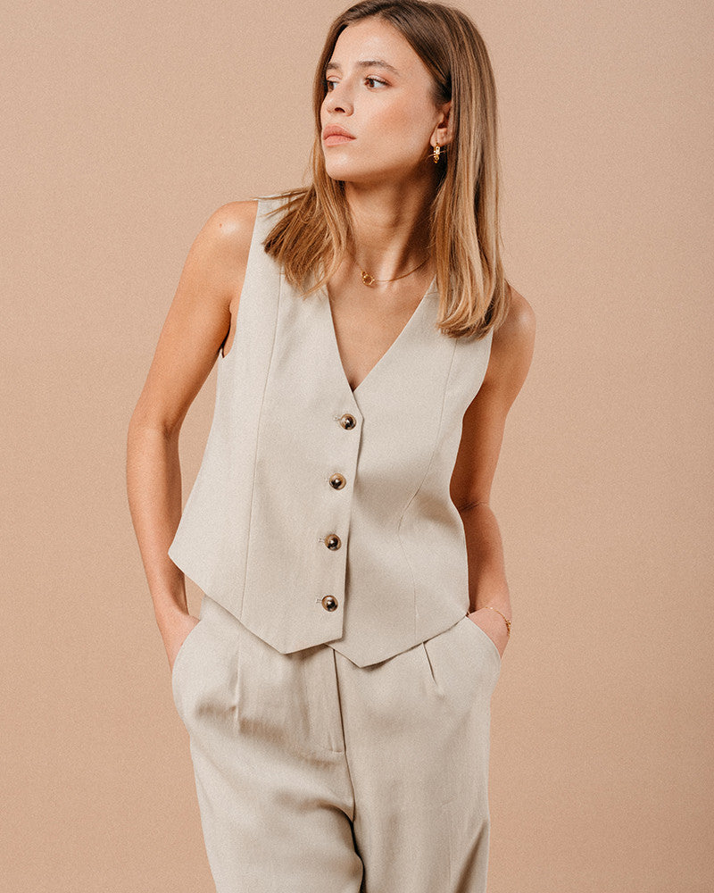 Grace & Mila Mathieu Waistcoat - Beige