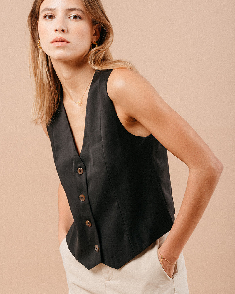 Grace & Mila Mathieu Waistcoat - Black