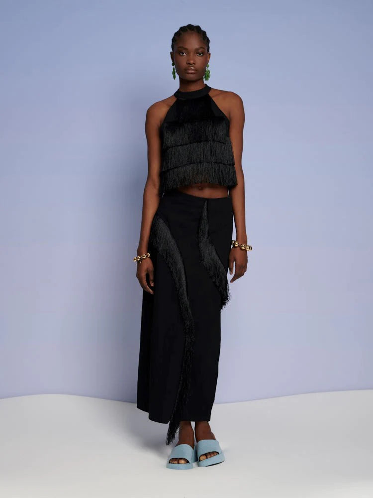Winne Fringe Midi Skirt